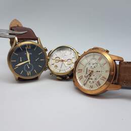 Fossil Round All Leather Mixed Models Watch Bundle 3pcs