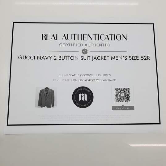 Authenticated Gucci Navy 2 Button Suit Jacket Men's Size 52R image number 2