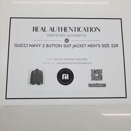 Authenticated Gucci Navy 2 Button Suit Jacket Men's Size 52R alternative image
