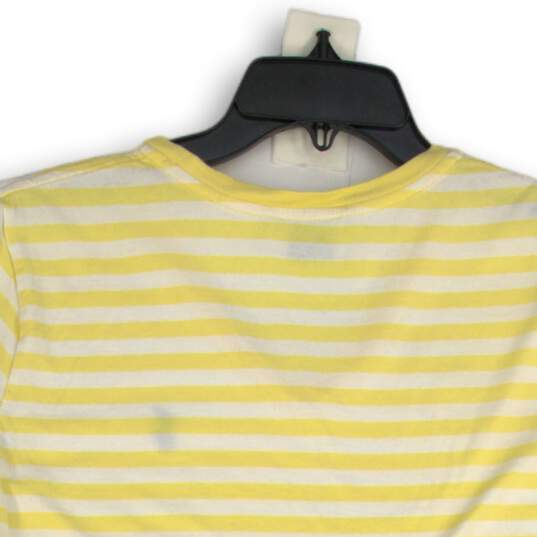 Ralph Lauren Womens Yellow White Striped V-Neck Pullover T-Shirt Size Large image number 4