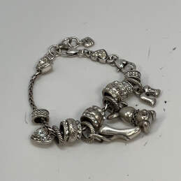 Designer Brighton Silver-Tone Chain Rhinestone Multiple Charm Bracelet