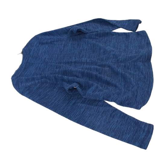 Mens Blue V Neck Casual Long Sleeve  Pullover T Shirt Size Large image number 1