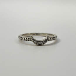 Designer Pandora S925 ALE Sterling Silver CZ Crescent Moon Beaded Ring