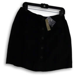 NWT Womens Black Flat Front Back Zip Classic Regular Fit Mini Skirt Size 8