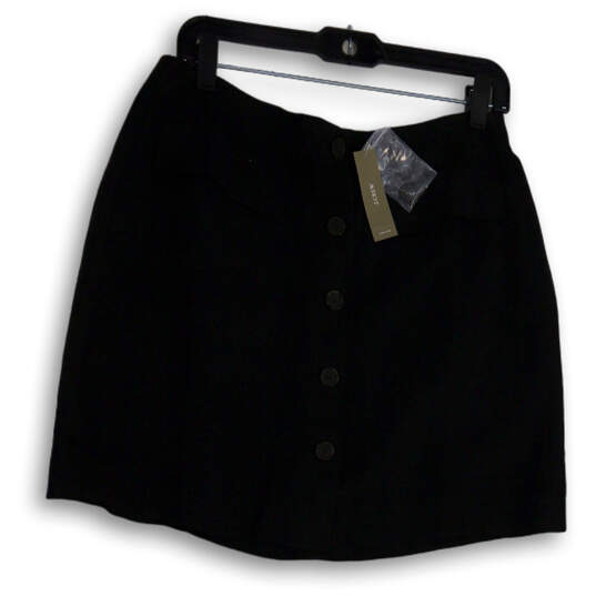 NWT Womens Black Flat Front Back Zip Classic Regular Fit Mini Skirt Size 8 image number 1