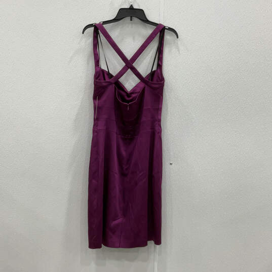 NWT Womens Purple Sleeveless Sweetheart Neck Back Zip Sheath Dress Size 10 image number 1
