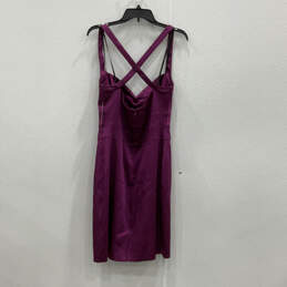 NWT Womens Purple Sleeveless Sweetheart Neck Back Zip Sheath Dress Size 10