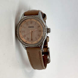 Designer Fossil BQ1102 Leather Strap Stainles Steel Analog Quartz Watch