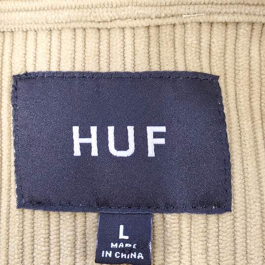 Huf Men Green Corduroy Button Up L NWT image number 3