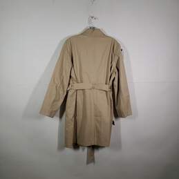 Womens Collared Long Double Breasted Button Front Belted Trench Coat Size 14 alternative image