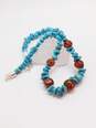 Desert Rose Trading 925 Sterling Silver Turquoise & Amber Statement Necklace 66.0g image number 5