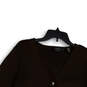 Womens Brown V-Neck Long Sleeve Button-Up Cardigan Sweater Size M Petite image number 3