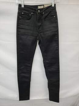 Wm All Saints Black Stretch Distressed Denim Skinny Jeans Sz W25