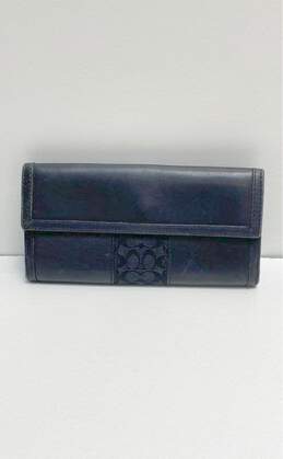 COACH Black Leather Signature Bifold Envelope Card Wallet alternative image
