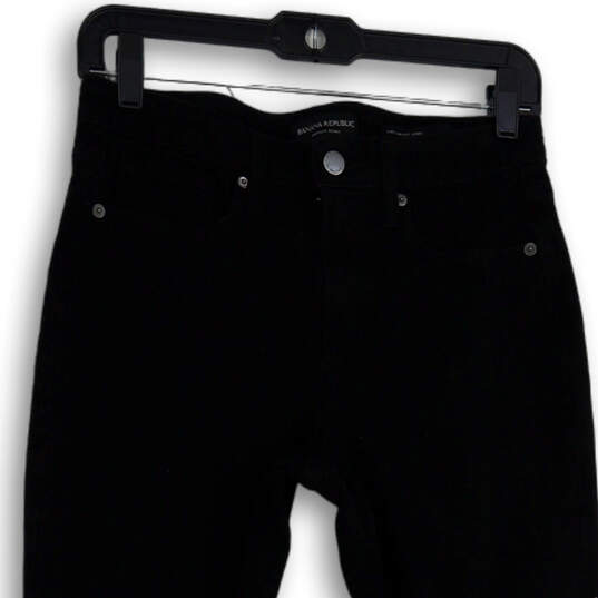 Womens Black Denim Dark Wash 5-Pocket Design Skinny Leg Jeans Size 28 Short image number 3