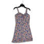 NWT Womens Pink Blue Floral Sweetheart Neck Sleeveless A-Line Dress Size L image number 1