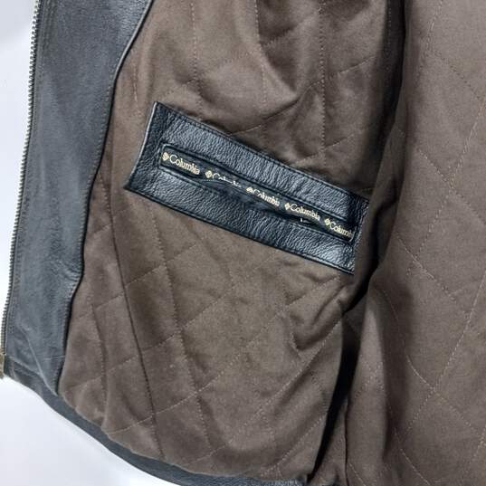 Columbia Black Leather Full Zip Jacket Men's Size L image number 4