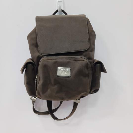DKNY Women's Brown Canvas Backpack image number 1