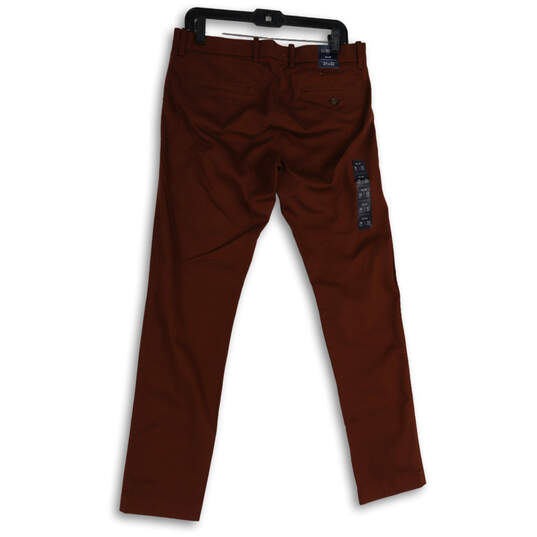 NWT Mens Red Brown Flat Front Slash Pockets Skinny Leg Chino Pants Sz 31X32 image number 2