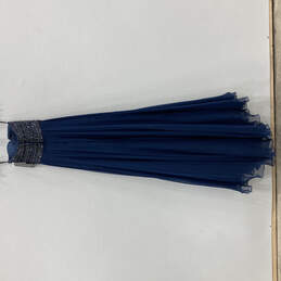 NWT Womens Blue Beaded Strapless Back-Zip Chiffon Maxi Dress Size 00 alternative image
