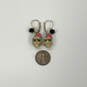 Designer Betsey Johnson Gold-Tone Rhinestone Skull Clip-On Drop Earrings image number 4