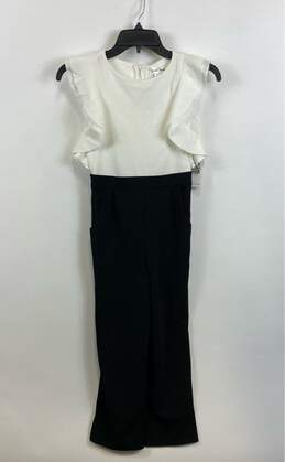 NWT Emerald Sundae Womens Ivory Black Jumpsuit W/ Scrunchie 2 Piece Set Size 8