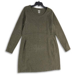 NWT Womens Brown Long Sleeve Round Neck Knee Length Sweater Dress Size XL
