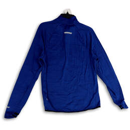 Mens Blue Mock Neck Long Sleeve 1/4 Zip Activewear T-Shirt Size Medium alternative image
