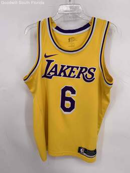 Nike Mens Yellow Purple White Los Angeles Lakers LeBron James #6 NBA Jersey Sz M