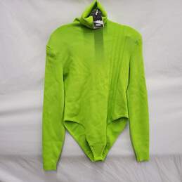 NWT adidas WM's Lime Green Ivy Park Turtleneck Padded Shoulder Body Suit Size L