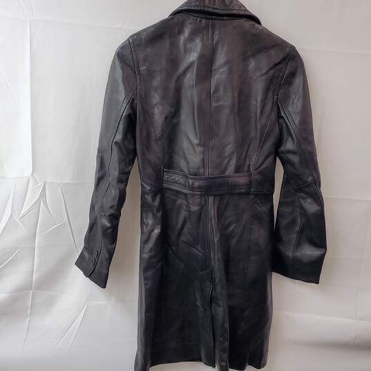Kenneth Cole New York Black Leather Coat Women's SM image number 2
