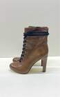 INC Lace Up Leather Heel Boots Brown 8 image number 1