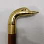Vintage Style Brass Duck Head Handle Wood Cane Walking Stick image number 2