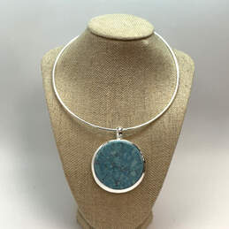 Designer Robert Lee Morris Silver-Tone Turquoise Pendant Collar Necklace