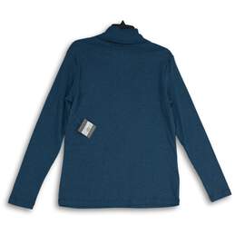 NWT Womens Blue Mock Neck Long Sleeve Pullover T-Shirt Size X-Large alternative image