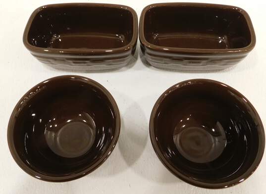 Lot of 4 Longaberger Pottery Woven Traditions Brown Dash & Dessert Bowls image number 2