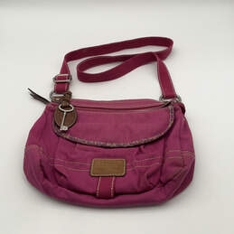 Womens Pink Inner Pockets Adjustable Strap Zipper Fashionable Crossbody Bag