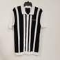 Mens Black White Striped Short Sleeve Collared Button Up Shirt Size Medium image number 1