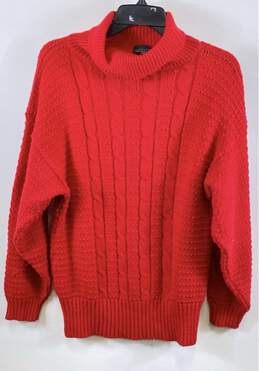 Nordstrom Womens Red Point Of View Long Sleeve Turtleneck Pullover Sweater Sz L