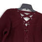 NWT Womens Red Long Sleeve Criss-Cross Back Cardigan Sweater Size Small image number 4