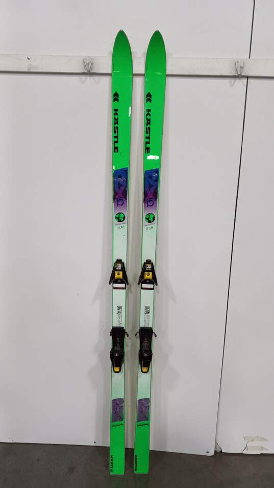 Kastle SLM 15 Skis Neon Green Digital System Racing Ski with 957 Salomon Bindings image number 1