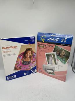 Lot Of 2 Epson Glossy & Pack Of Invent It Greeting Card Printer Photo Paper