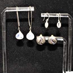 3 Pairs of Sterling Silver Drop/Dangle & Stud Earrings - 7.6g