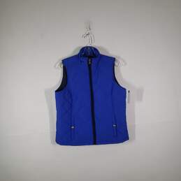 Womens Mock Neck Mid Lenght Sleeveless Full-Zip Quilted Vest Size Medium