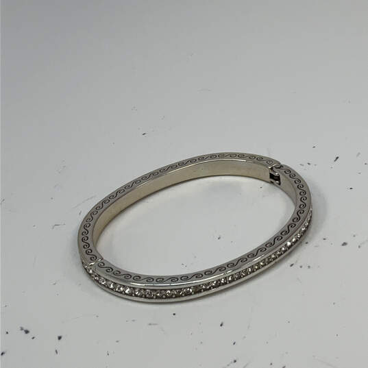 Designer Brighton Silver-Tone Clear Rhinestone Beaded Bangle Bracelet image number 1