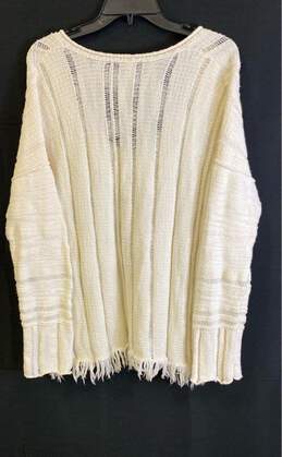 Free People Womens White Knitted Long Sleeve V-Neck Pullover Sweater Size Medium alternative image