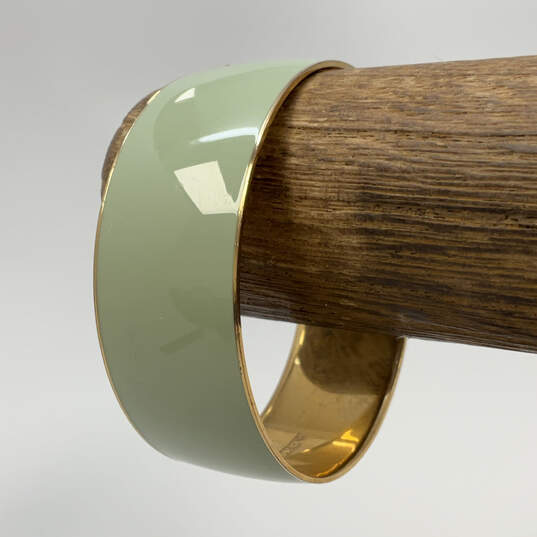 Designer J. Crew Gold-Tone Green Enamel Bangle Bracelet With Dust Bag image number 1
