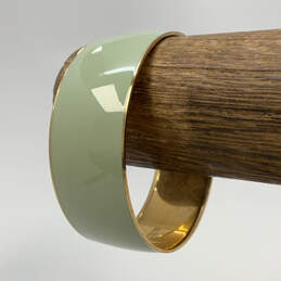 Designer J. Crew Gold-Tone Green Enamel Bangle Bracelet With Dust Bag