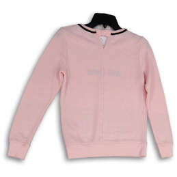 Womens Pink Black Round Neck Sweet Dream Long Sleeve Pullover Sweatshirt XS alternative image