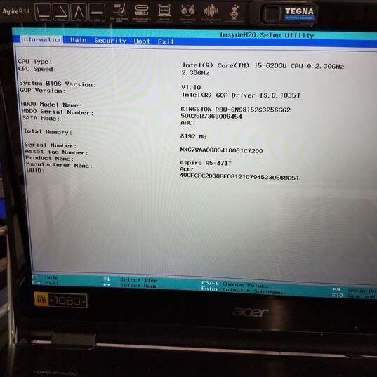 ACER ASPIRE R 14in Laptop Intel i5-6200U CPU 8GB RAM & HDD image number 8